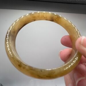 Retro Boho Tortoise Swirl Acrylic Bangle Bracelet Size 8 layering mid century